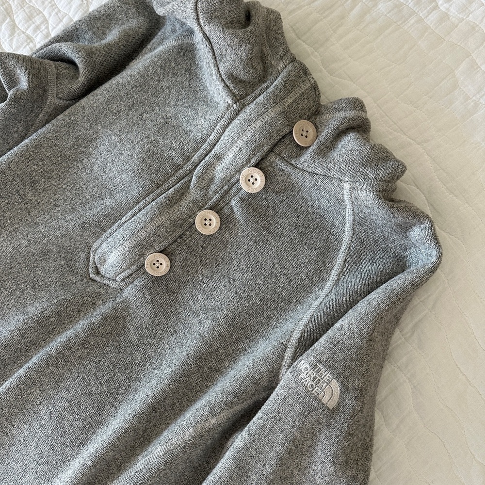 The North Face Light Gray Pullover with Buttons